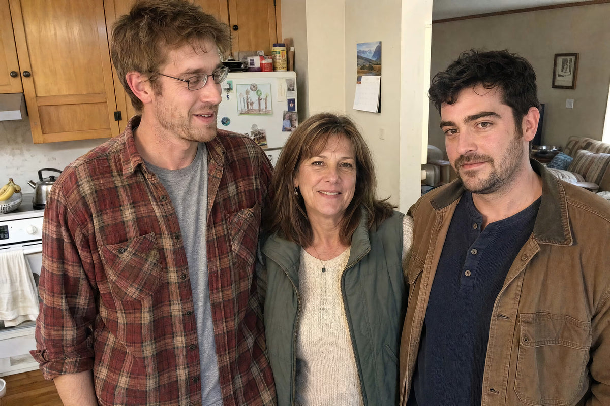 Henry and Jackson Ellison with their mom